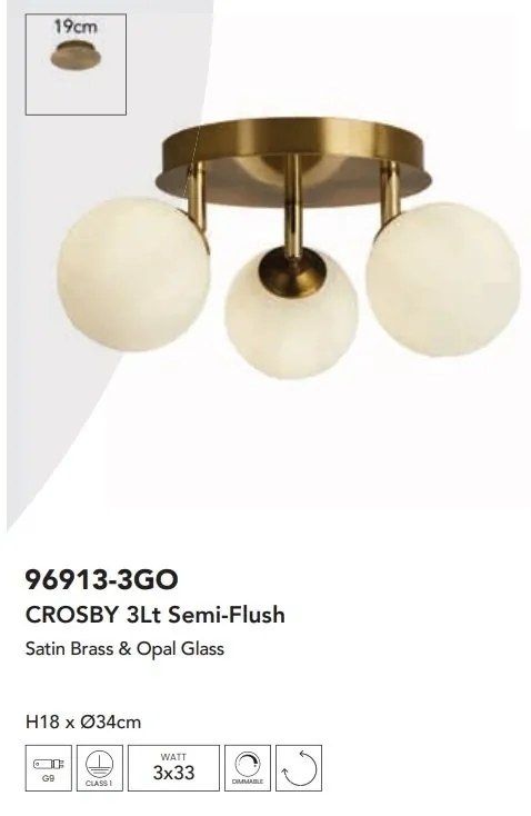 Lustra aplicata cu 3 surse de lumina Crosby