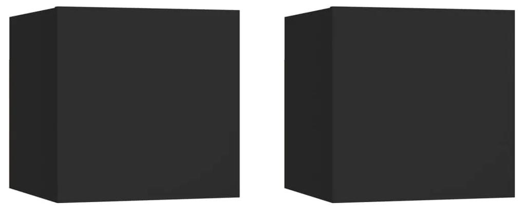 804485 vidaXL Dulapuri TV montaj pe perete, 2 buc., negru, 30,5x30x30 cm