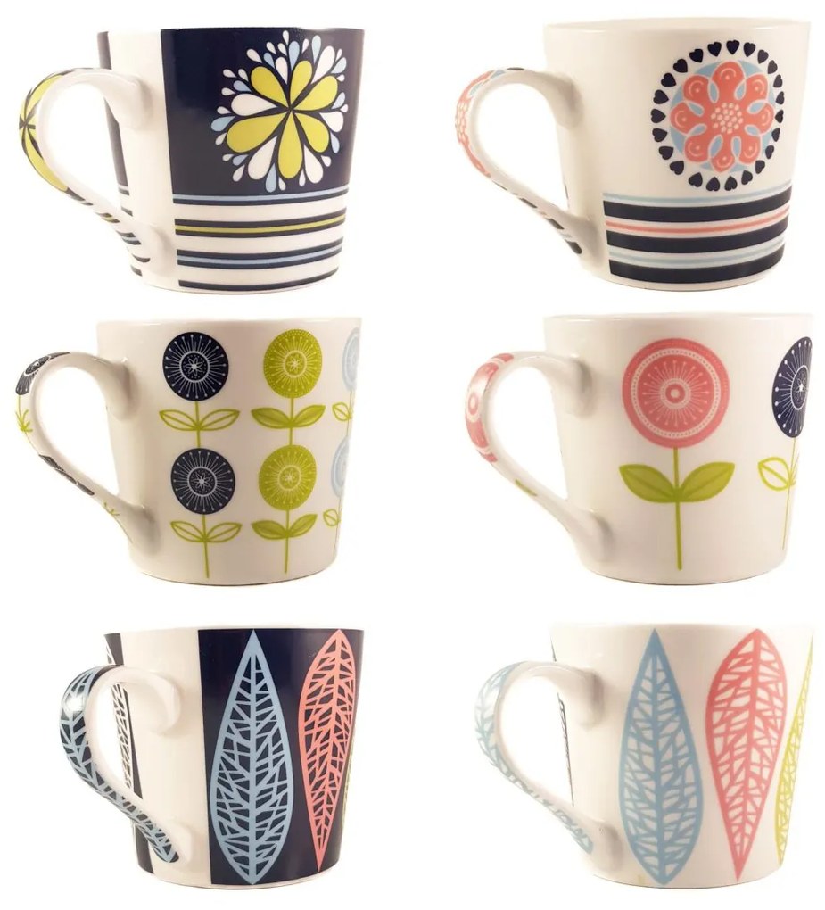 Set 6 Cani ceramice COLOR LEAF, 380 ml