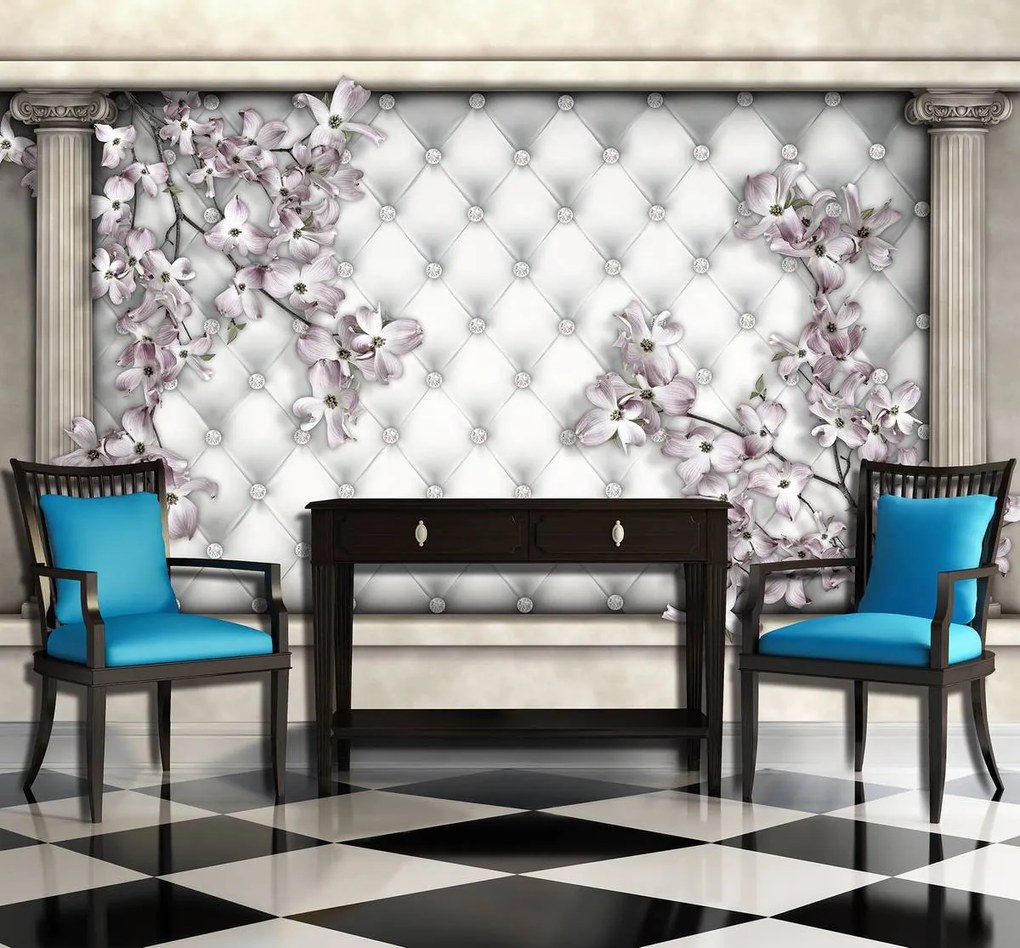 Fototapet - Stâlpuri, flori, diamante (152,5x104 cm)