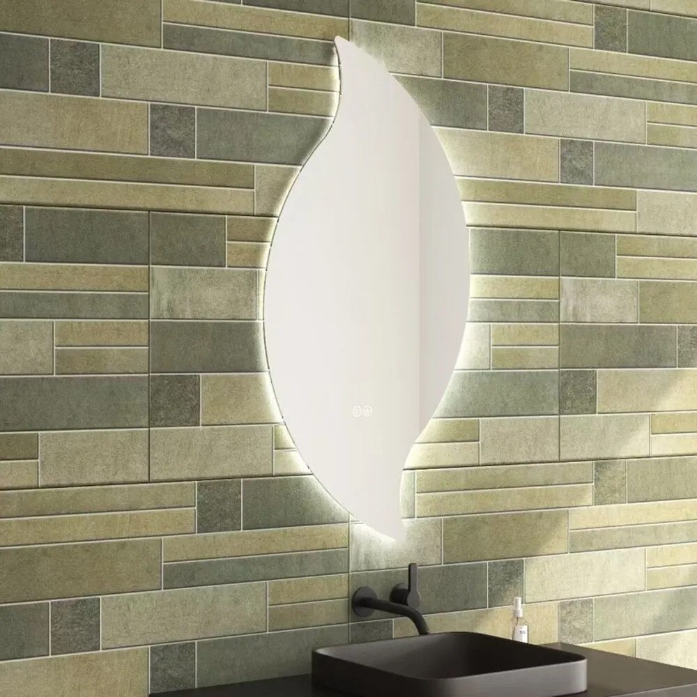 Oglinda cu iluminare si dezaburire Inter Ceramic Fiorella asimetrica 50x100 cm