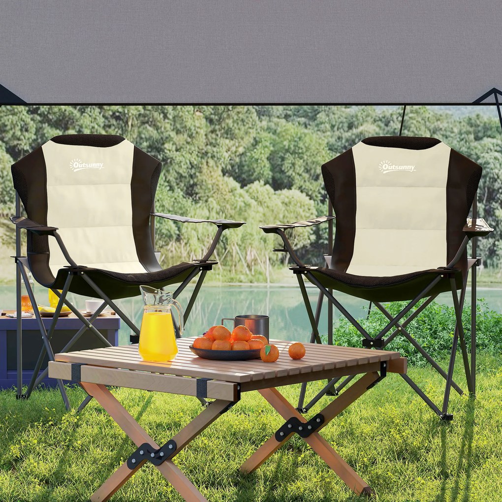 Outsunny 2 Scaune Camping PliaBile Alb-Crem | Aosom Romania