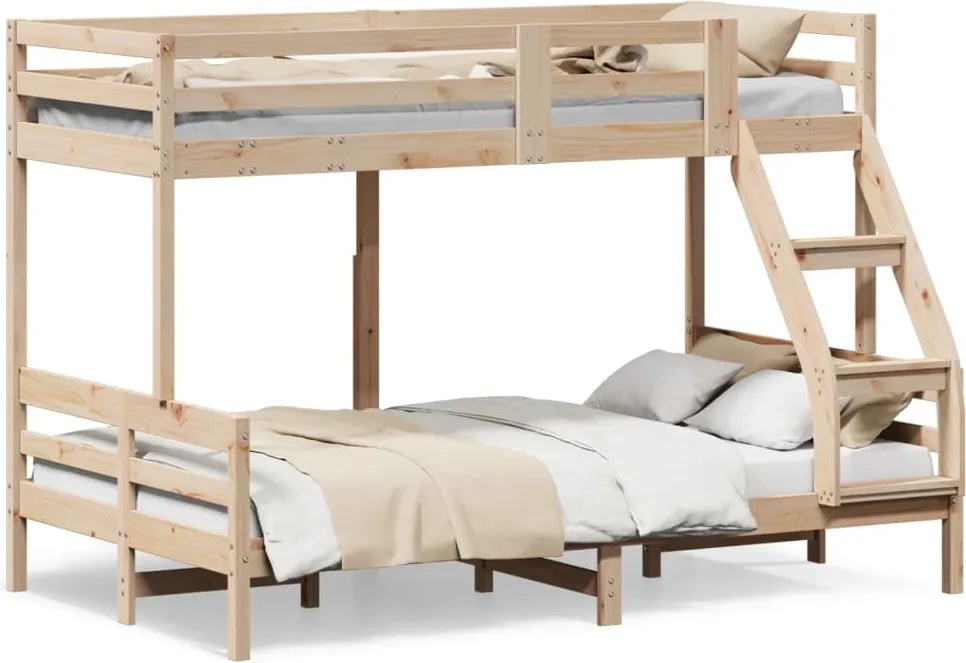 vidaXL Pat supraetajat, 80x200/120x200 cm, lemn masiv de pin