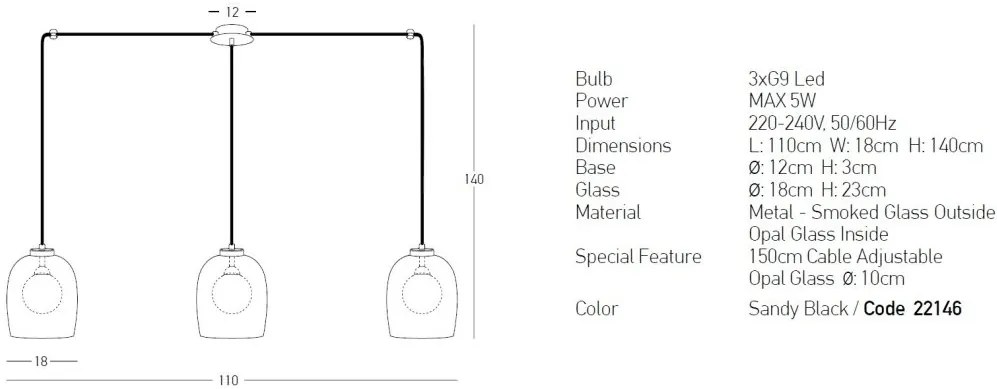 Lustra suspendata design modern Cindra fumuriu