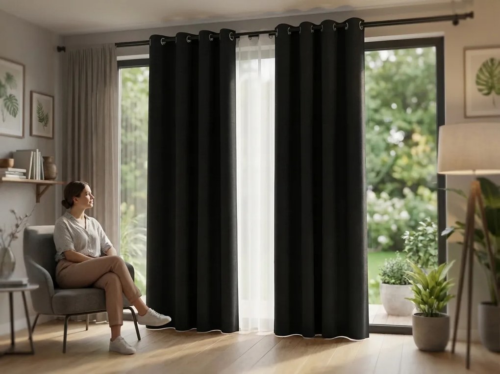 2x draperie neagra OXFORD 140x250 cm