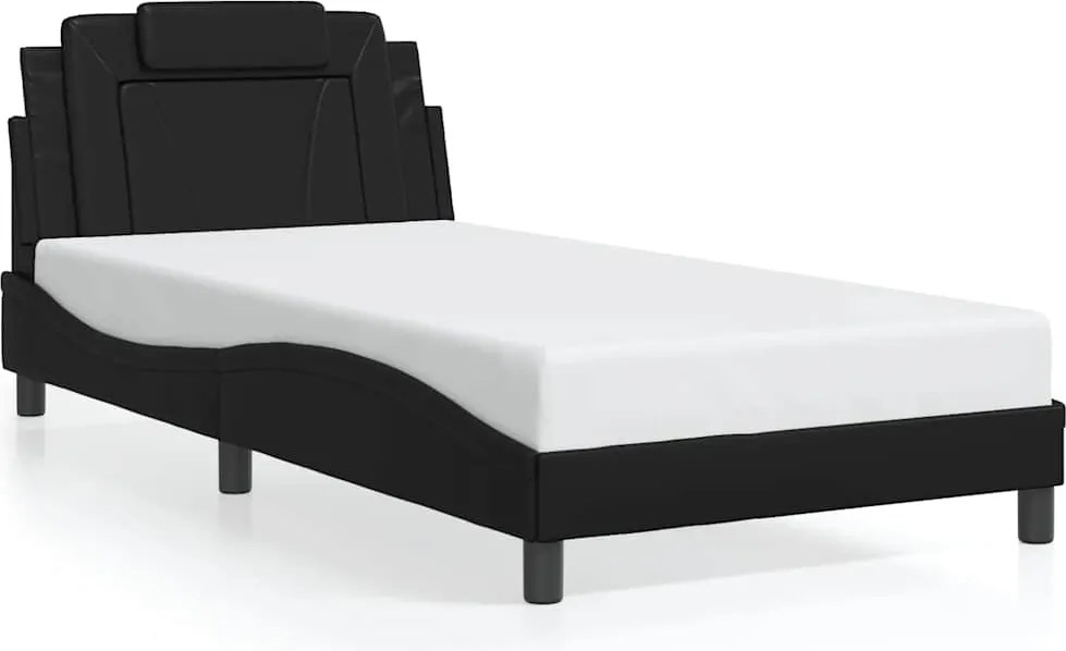 vidaXL Cadru de pat, Viana, fără saltea, negru, 100x203cm, piele ecologică