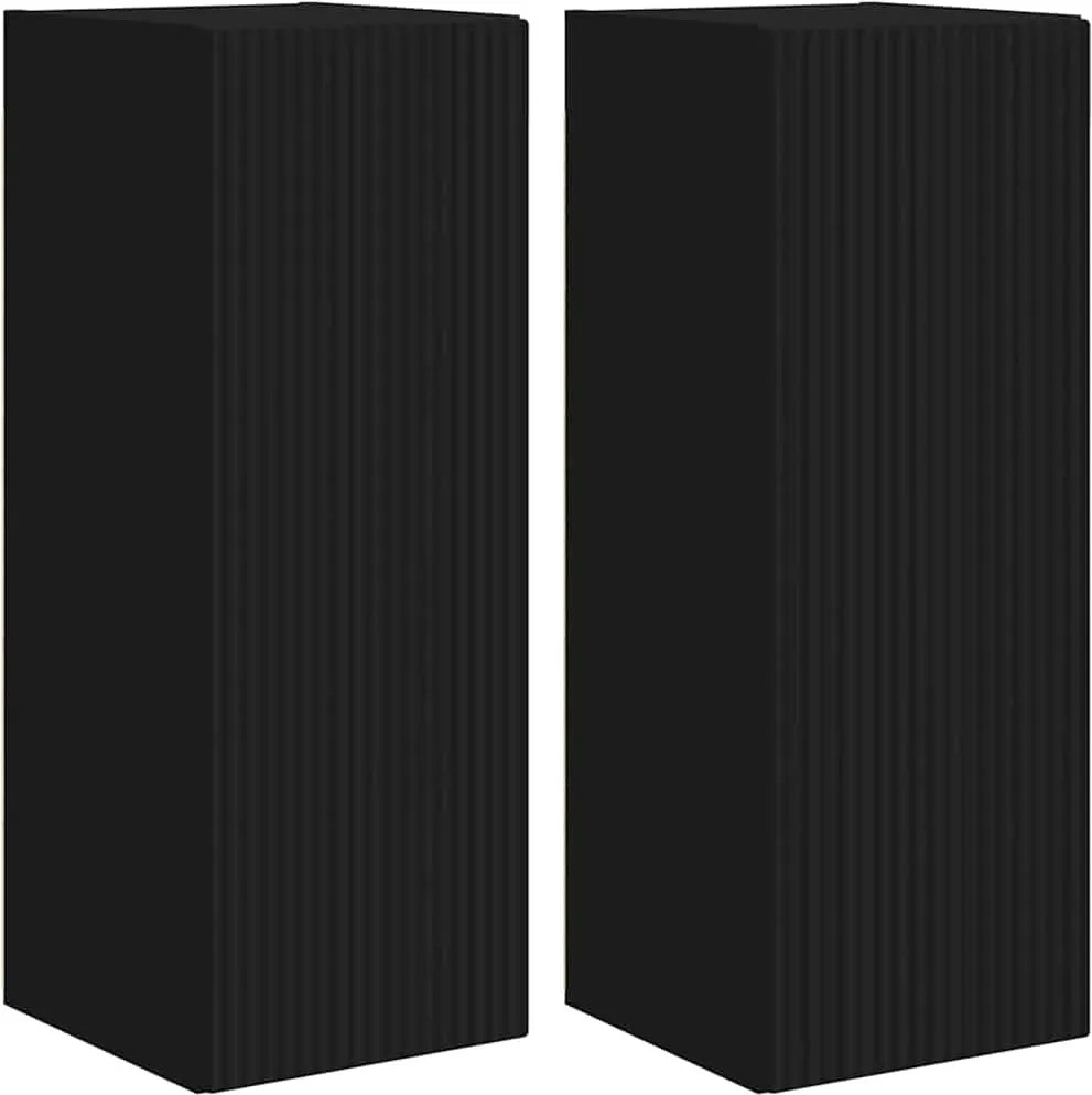 vidaXL Dulap TV de perete 2 pcs Negru 30 x 31 x 80 cm Lemn compozit