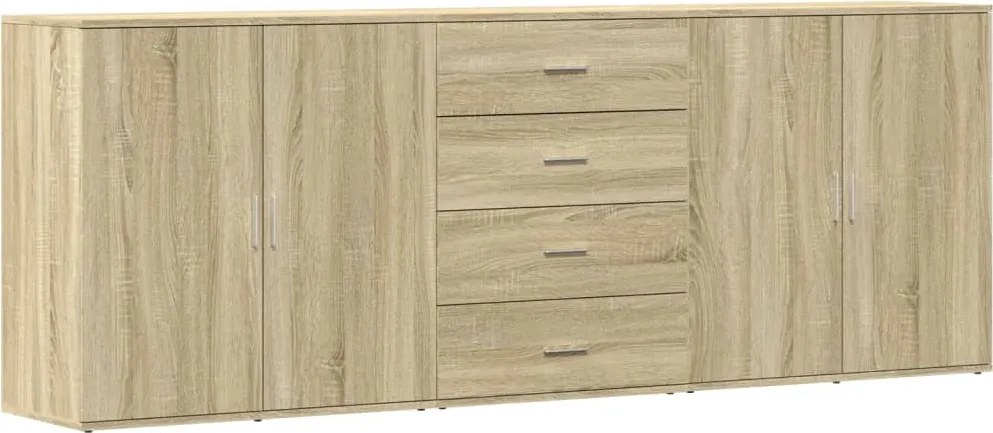 vidaXL Servante, 3 piese, stejar sonoma, lemn prelucrat