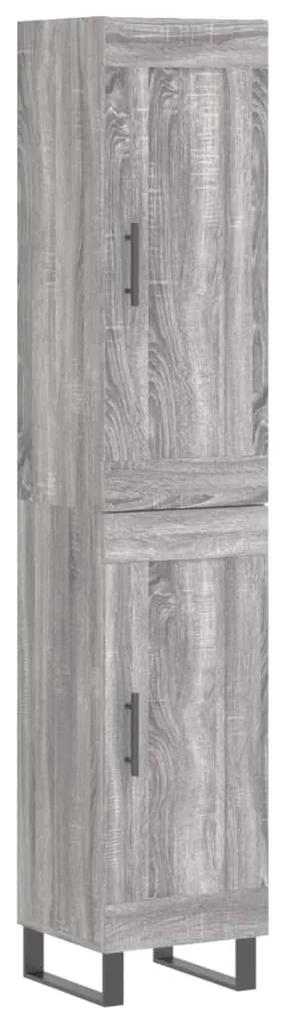 3200479 vidaXL Dulap înalt, gri sonoma, 34,5x34x180 cm, lemn prelucrat