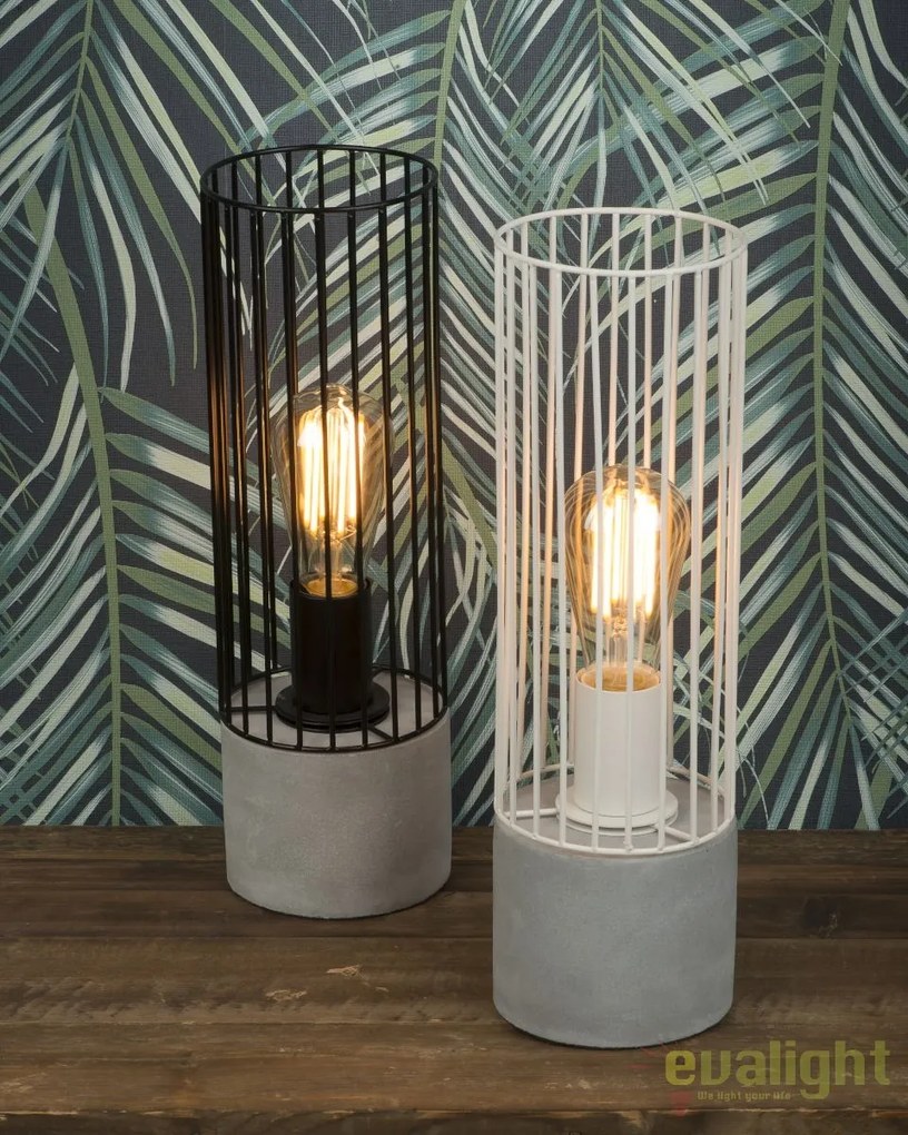Veioza design modern cu baza din ciment, Memphis alb MEMPHIS/T/W