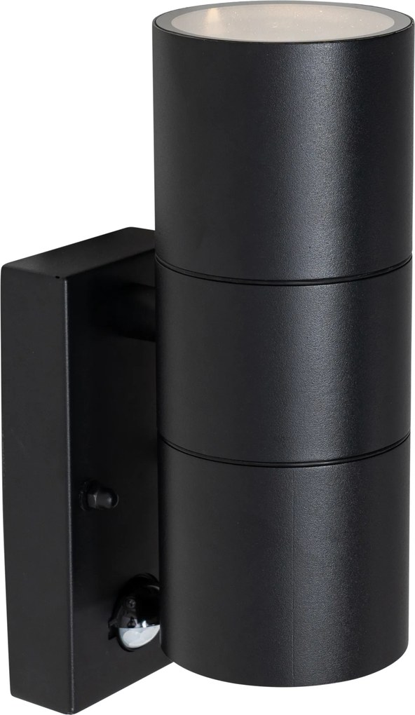 Aplică de exterior neagră cu 2 lumini AR70 cu senzor de mișcare - Duo