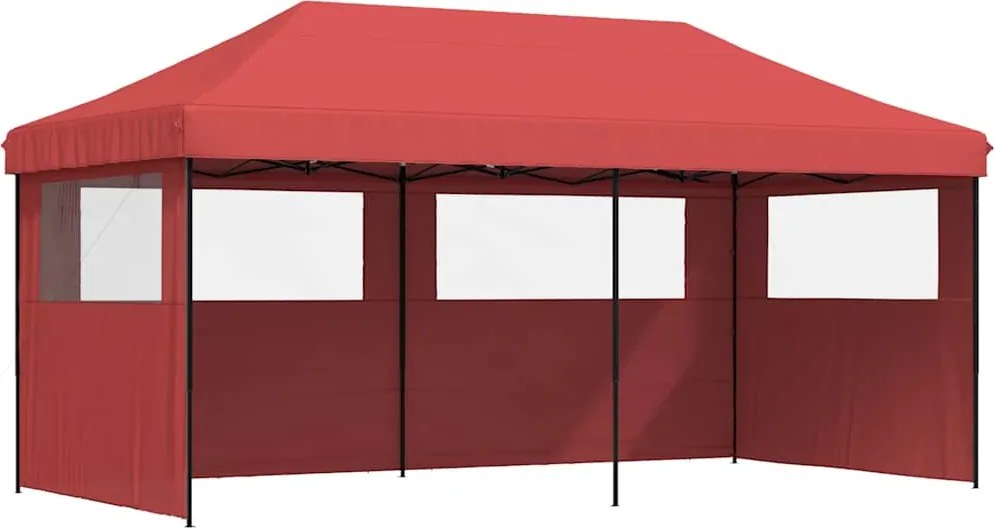 vidaXL Cort pliabil pentru petreceri cu 3 pereți laterali roșu vișiniu