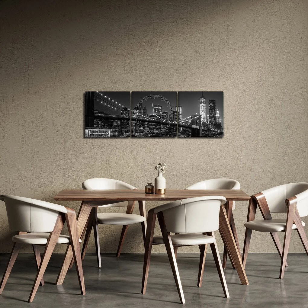 Tablou cu podul Brooklin în New York (cu ceas) (90x30 cm)