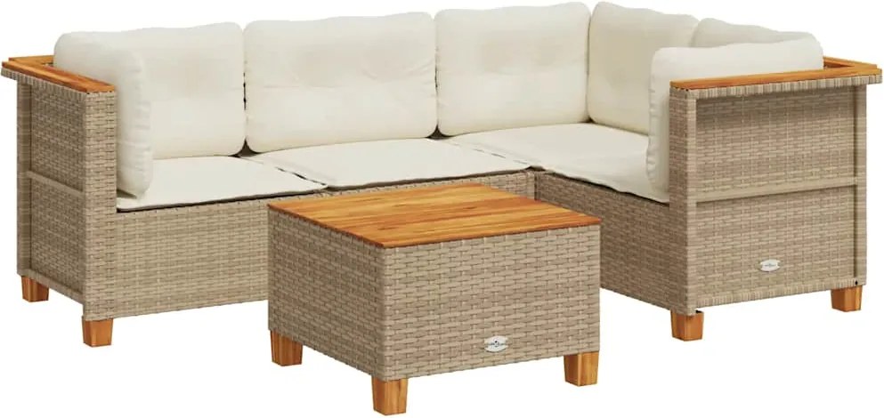 vidaXL Set canapele de grădină cu perne, 5 piese, bej, poliratan