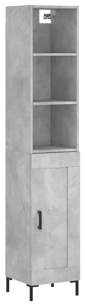 3190089 vidaXL Dulap înalt, gri beton, 34,5x34x180 cm, lemn prelucrat