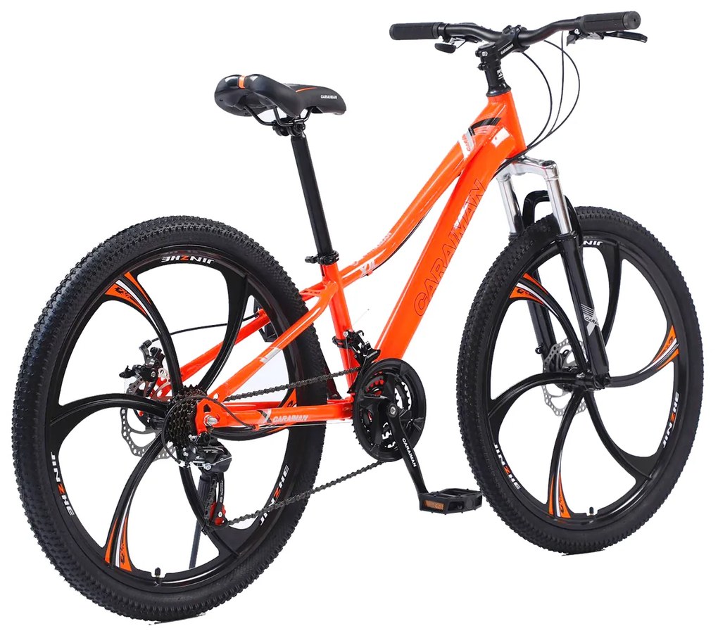 Bicicleta Caraiman, roti 26 inch, cadru otel, frane pe disc, portocalie, BC56