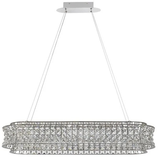 Lustra suspendata LED crom, cristale sticla CELYSIA 100x30cm