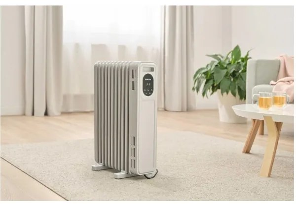 Sencor - Radiator electric cu ulei, 11 elemente, 1000/2300 W, 230 V, alb + telecomandă