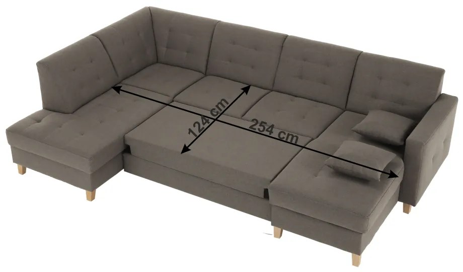 Colţar, material textil gri maroniu TAUPE, model dreapta, BRIDGET