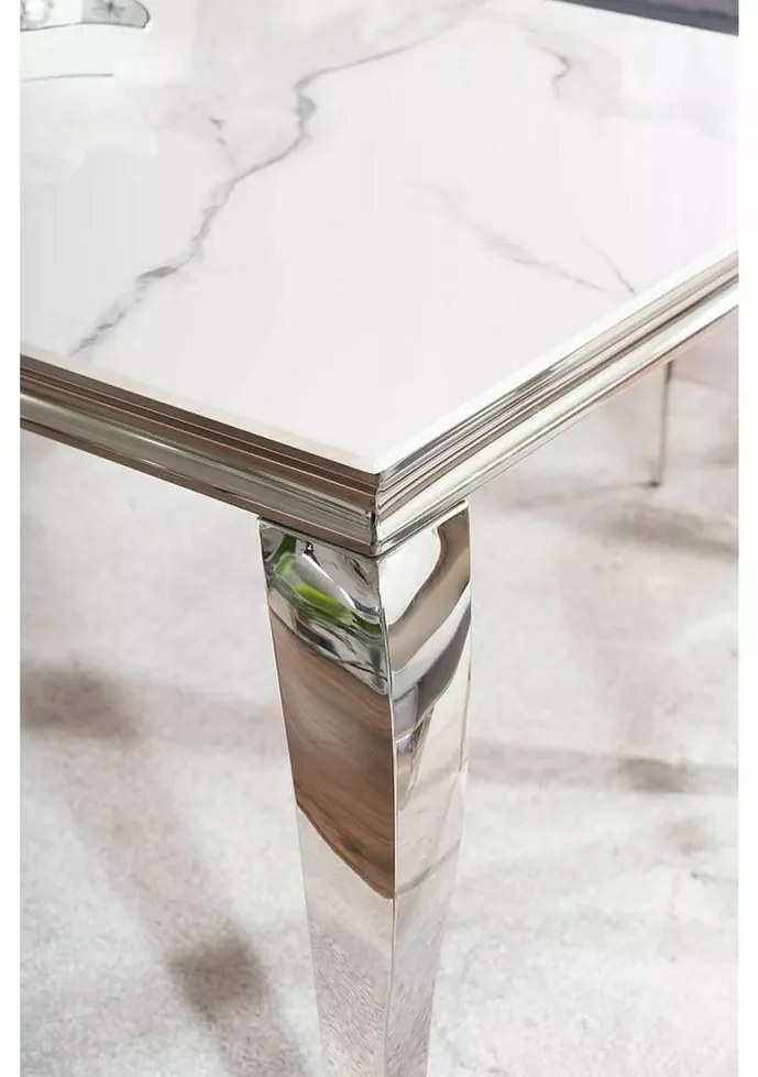Masa Prince Ceramic Calacatta alb/crom L180xl90 cm