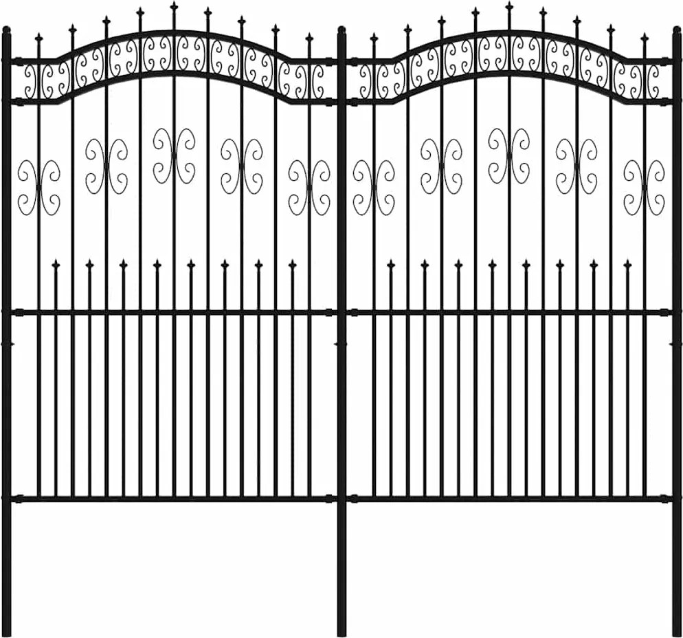 vidaXL Gard de grădină Kampen cu vârf tip suliță, negru, 240x175 cm, oțel