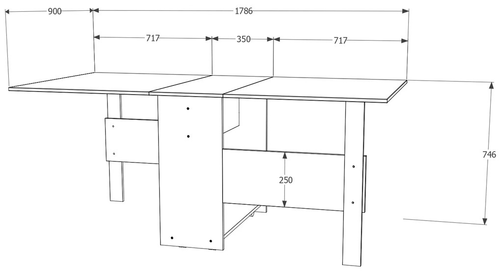 Masa Plianta Nova, Stejar Sonoma, 179 x 90 x 75 cm
