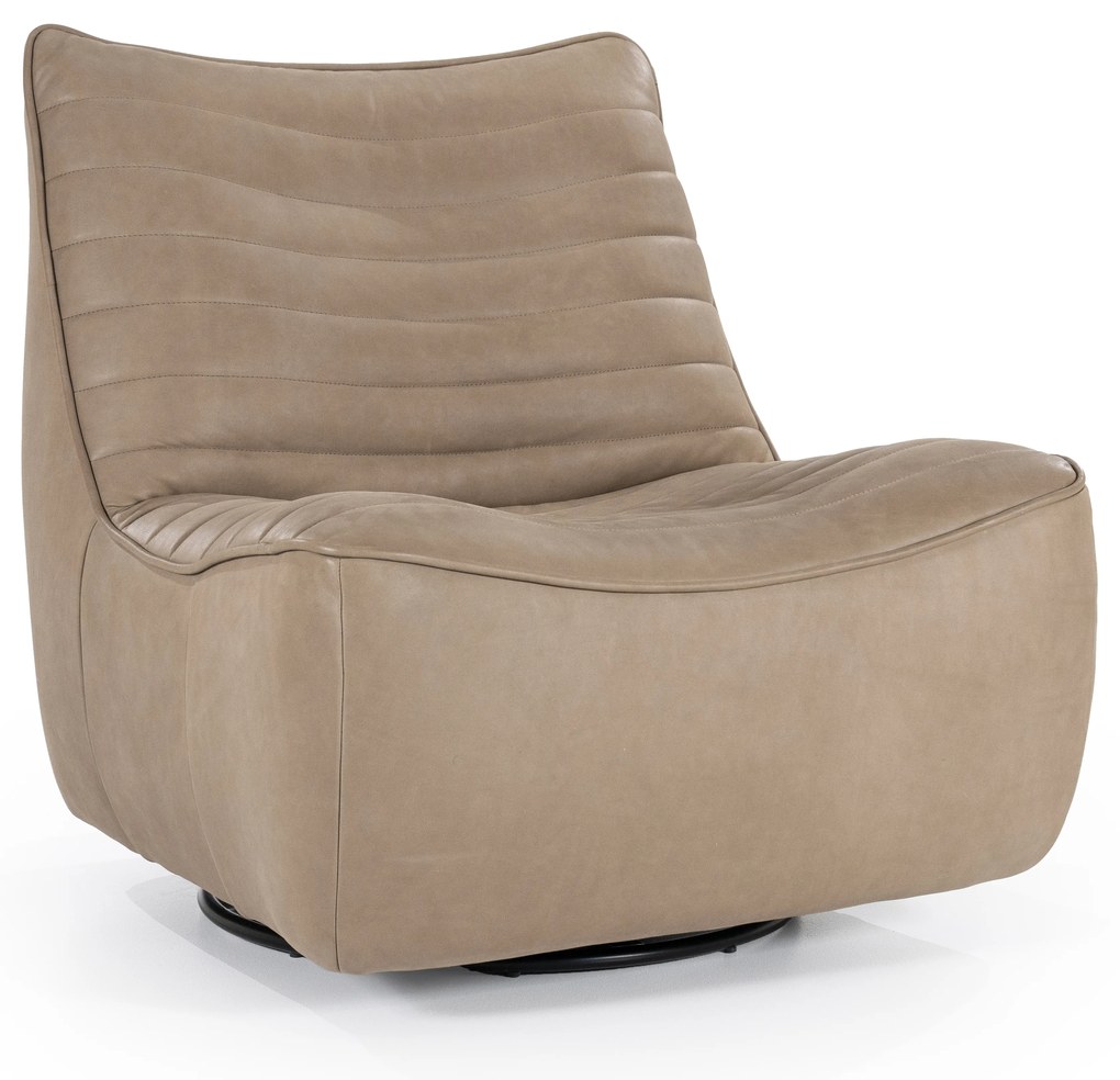 Fotoliu Matthew din piele, metal și lemn taupe