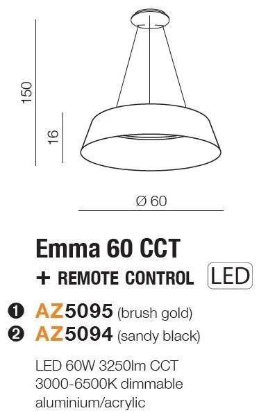 Lustra LED cu telecomanda design circular EMMA 60 CCT GO