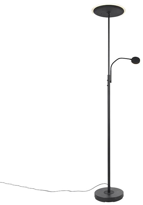 Lampa de podea moderna neagra cu LED reglabil cu brat de citit - Strela