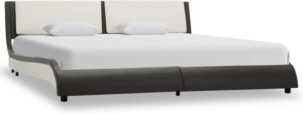 Cadru de pat, gri si alb, 180 x 200 cm, piele ecologica