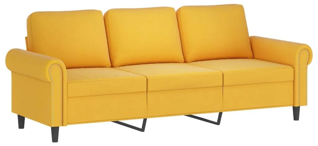 349173 vidaXL Canapea cu 3 locuri, galben, 180 cm, catifea