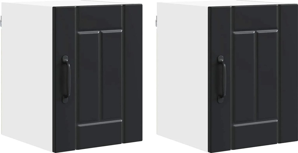 vidaXL Dulap de bucătărie 2 pcs Negru 30 x 31 x 40 cm Lemn compozit