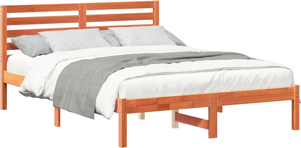 vidaXL Cadru de pat Maroniu cerat 120 x 190 cm Lemn de pin masiv