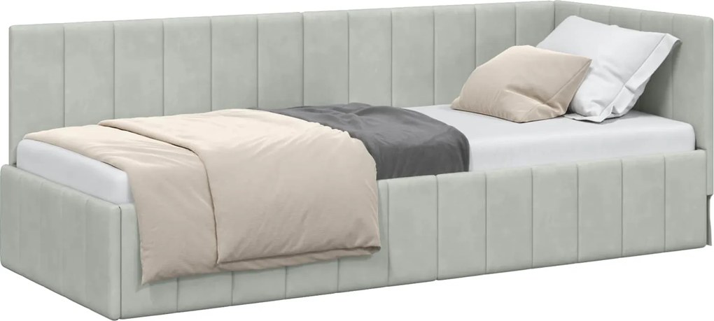 vidaXL Cadru de pat colțar Gri deschis 80 cm x 200 cm Catifea