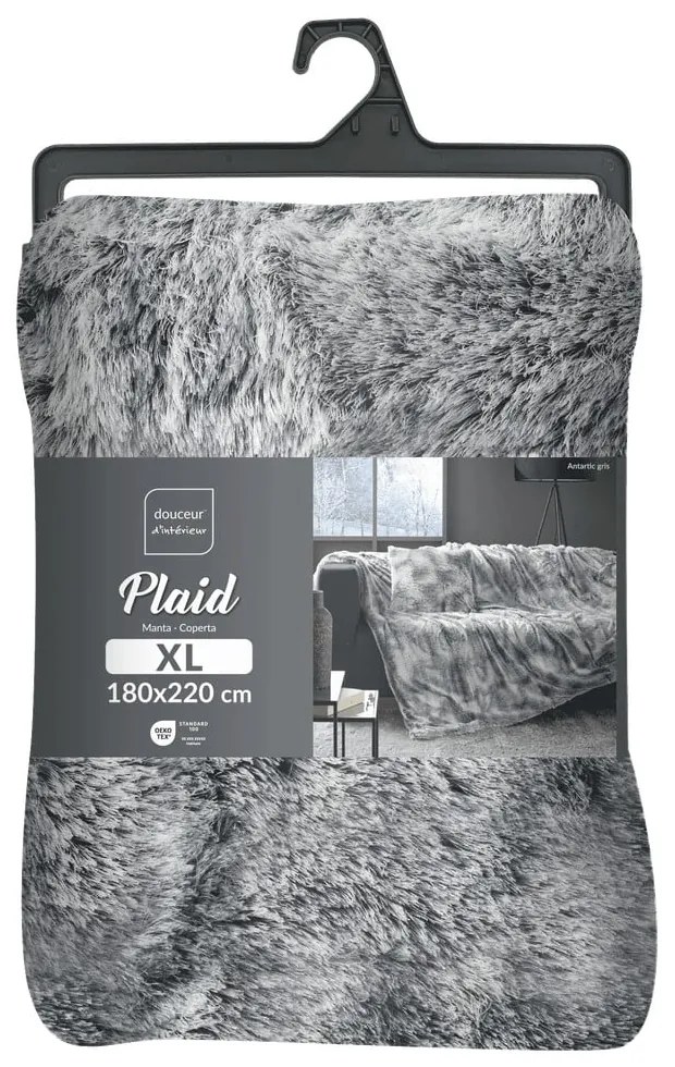 Pătură gri din blană artificială 180x220 cm Antartic – douceur d'intérieur