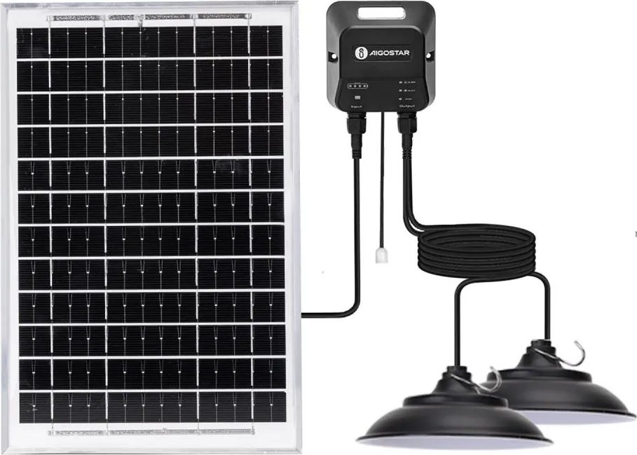 Aigostar - Lustră solară LED cu senzor 2xLED/35W/12V 6000 mAh 6500K Ø 15 cm
