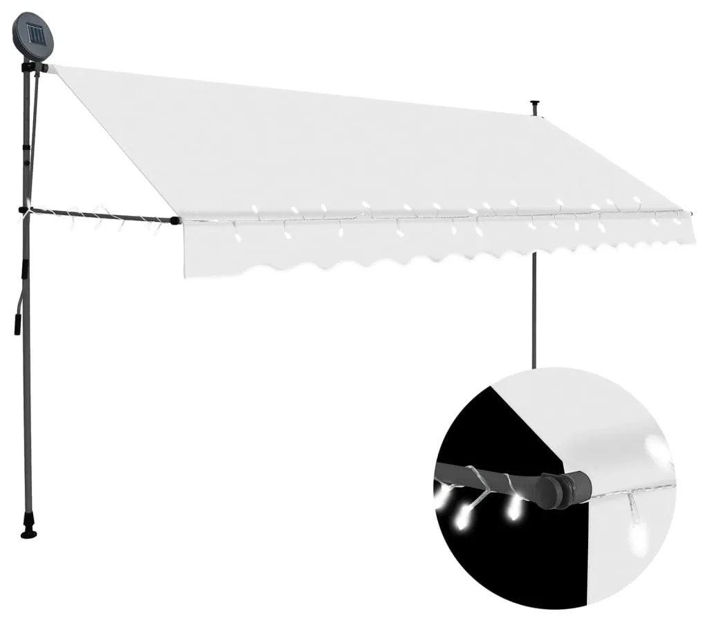 vidaXL Copertină retractabilă manual cu LED, crem, 350 cm