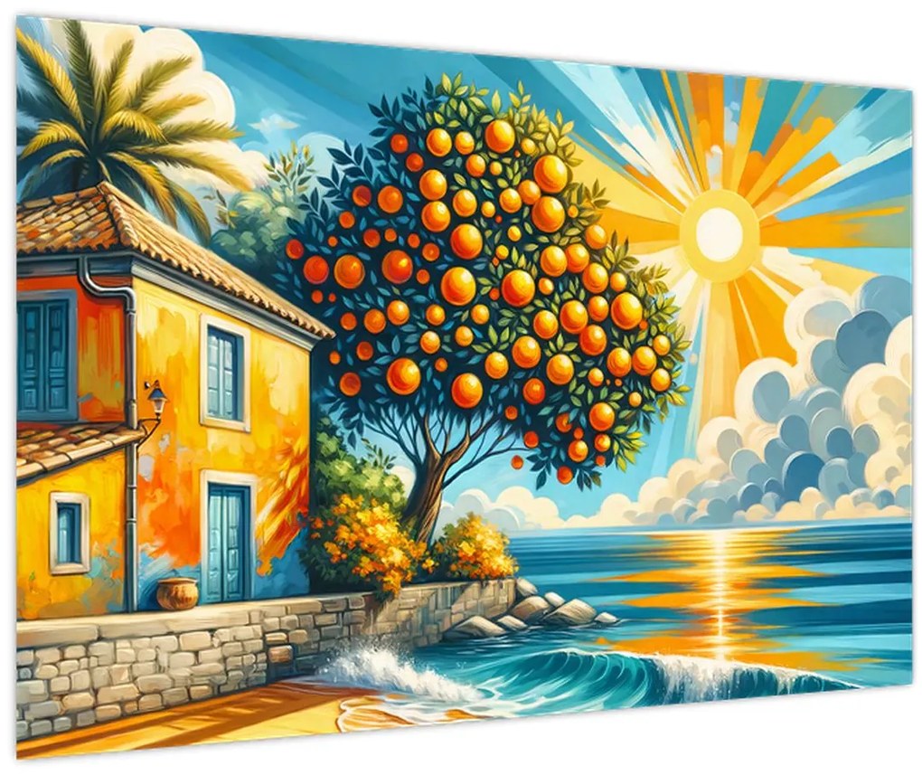 Tablou - Casă cu portocale I. (90x60 cm)