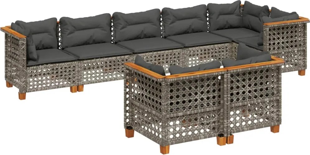 vidaXL Set canapele de grădină cu perne, 8 piese, gri, poliratan