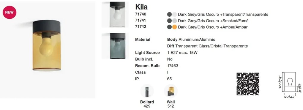 Plafoniera pentru iluminat exterior IP65 KILA transparent