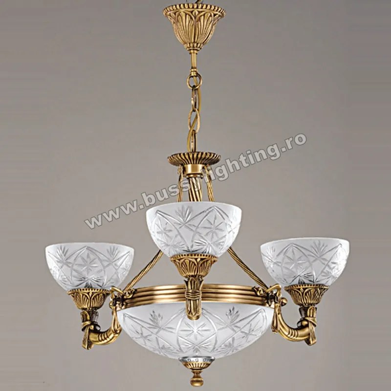 Lustra Elegante cu 3 Brate, Desing Clasic, Finisaj Bronz Antic - Bussy Lighting 3038-52-03