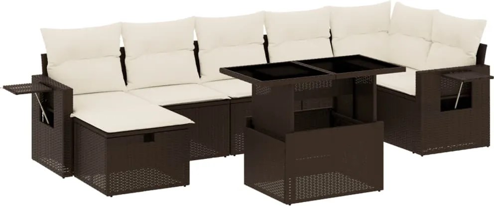 vidaXL Set canapele de grădină cu perne, 8 piese, maro, poliratan