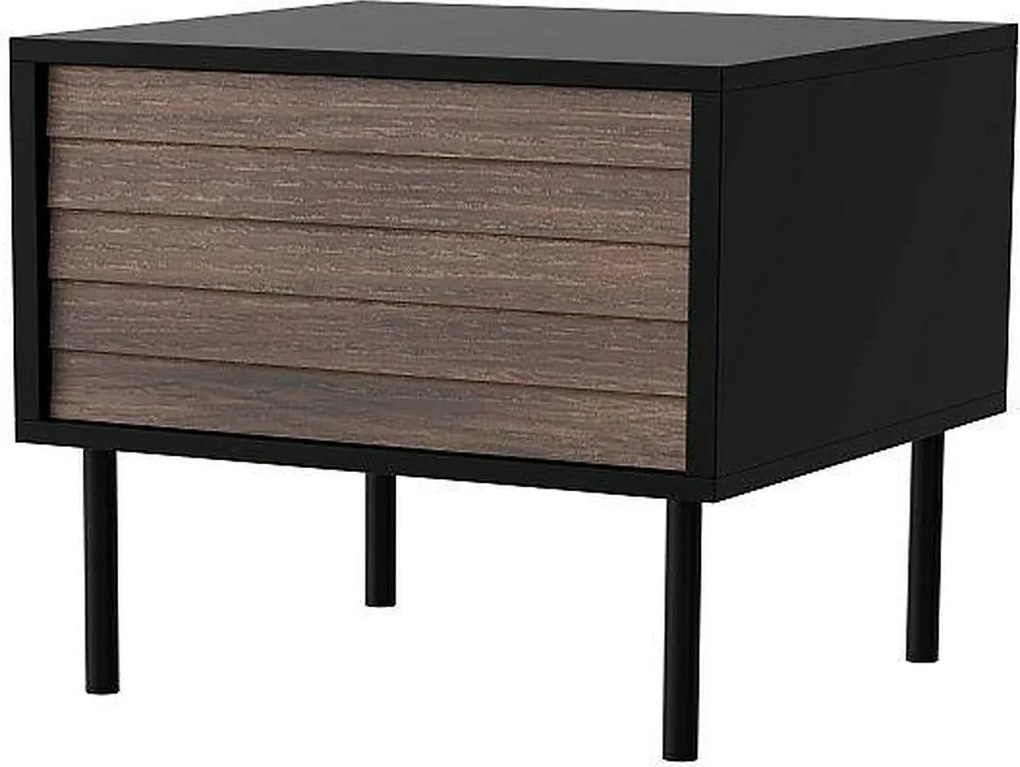 Set 2 noptiere CORTINA, nuc/negru, PAL laminat, 45x40x51 cm