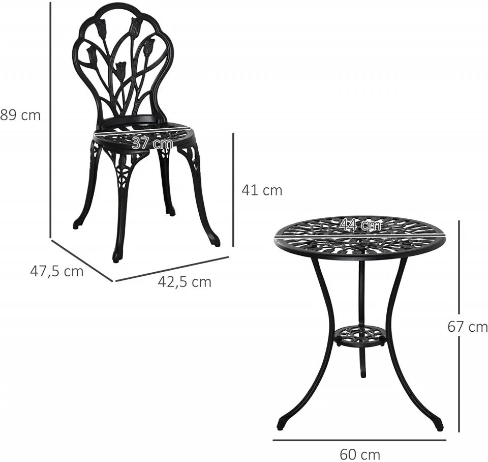 SEGN205 - Set Masa si scaune gradina, terasa, balcon, veranda, spatiu verde - Negre