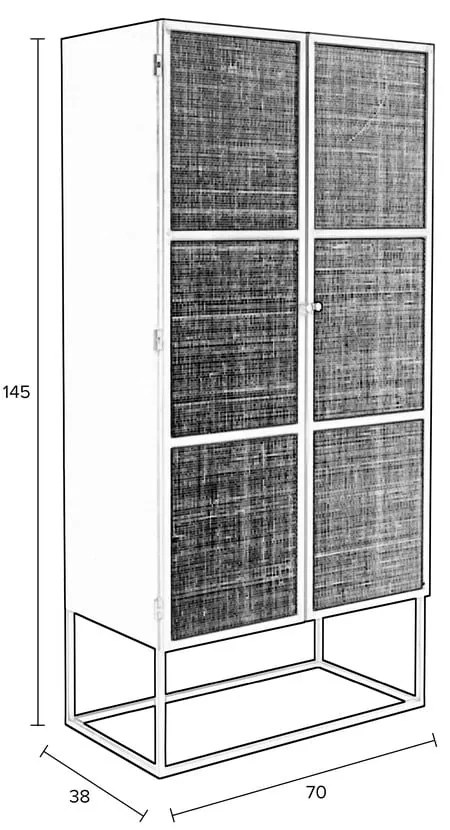 Dulap negru din ratan 70x145 cm Guuji - White Label