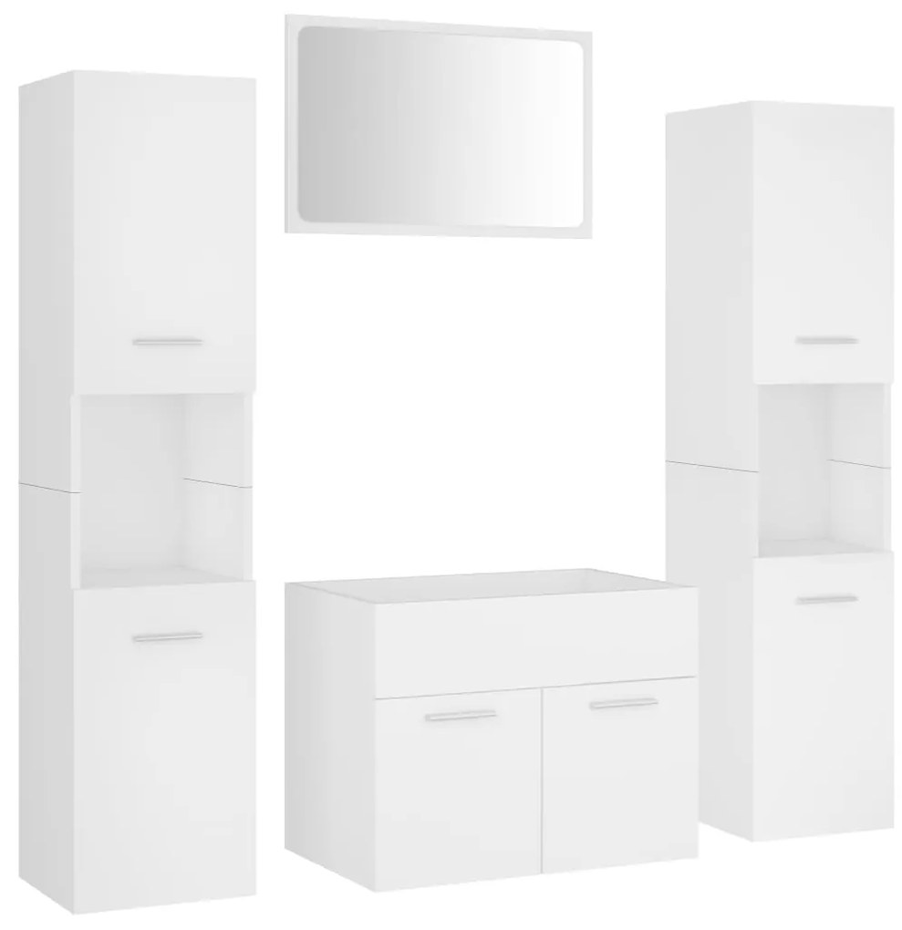 3071045 vidaXL Set mobilier de baie, alb, lemn prelucrat