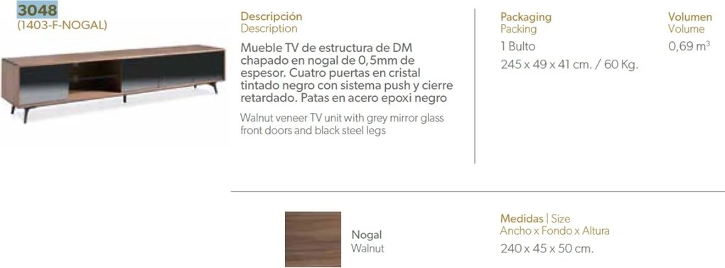 Comoda TV eleganta design LUX Allan AC-1403F-NOGAL