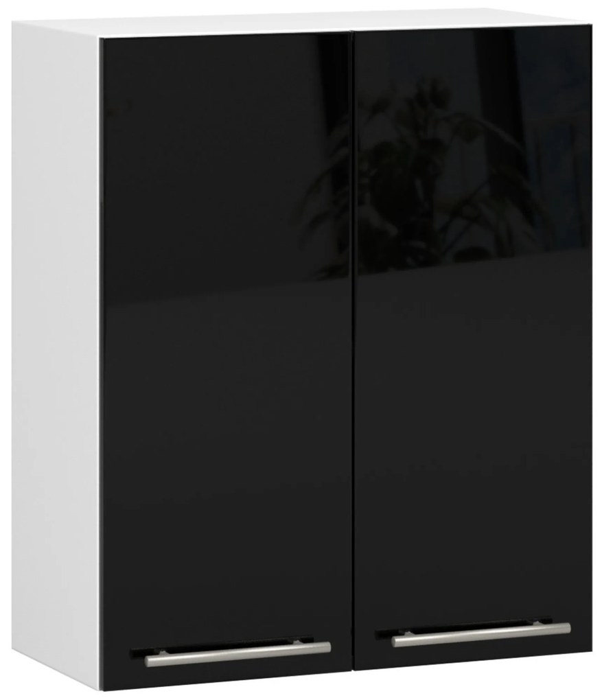 Dulap superior de bucătărie Ozara W60 H720 (alb + negru lucios). 1071198