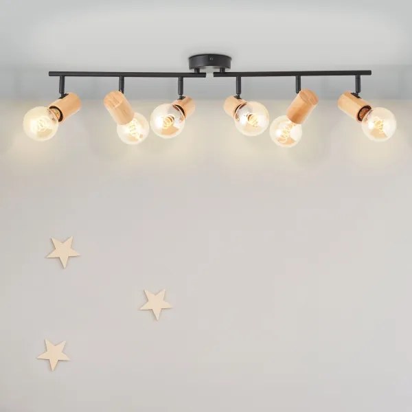 Brilliant - Spot KERRY 6xE27/40W/230V negru/bambus