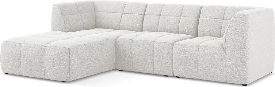 Colțar alb cu tapițerie din țesătură bouclé (cu colț pe partea stângă/cu șezlong) Aloha – Makamii